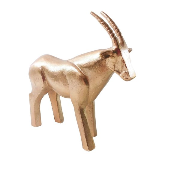 Antelope Gazelle Animal Statue Figurine Copper Colored Cast Aluminum 8" Tall - Picture 4 of 10